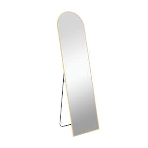 21 in. W x 64 in. H Arched Full Length Mirror in Gold with Stand