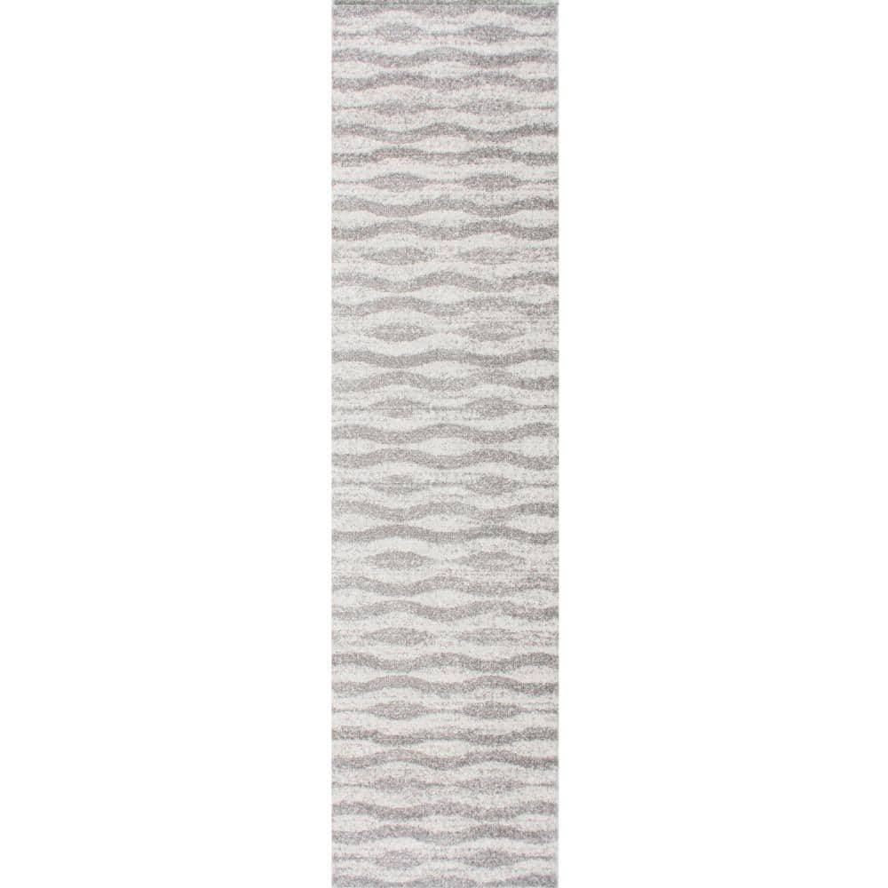 nuLOOM Tristan Contemporary Waves Gray 2 ft. 6 in. x 10 ft. Runner Rug BDSM02A26010 The Home