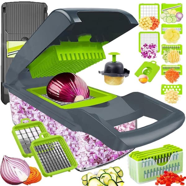 Lynzavix Stainless Steel 16-in-1 Vegetable Chopper with 5-Blades