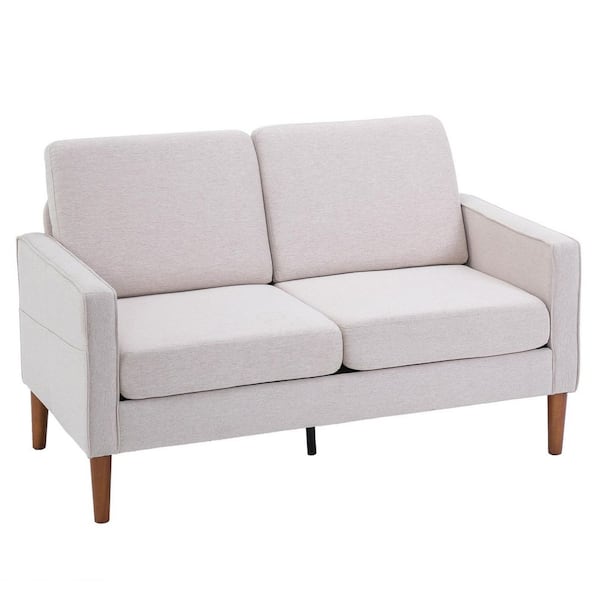 Karl home 53.5 in. Beige Linen 2-Seater Loveseat