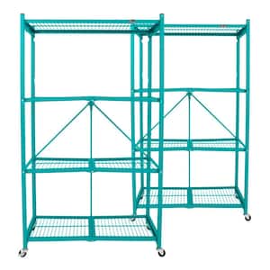 4-Shelf Folding Steel Wire Shelving, Teal, 2 Pack (21 in. x 36 in. x 60 in. )