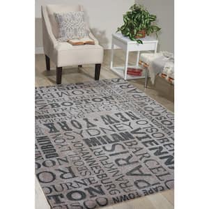 Pattern Destinations Graphite 10 ft. x 13 ft. Abstract Modern Indoor/Outdoor Patio Area Rug
