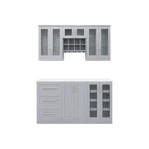 Home Bar 21 in. Gray Cabinet Set (7-Piece)