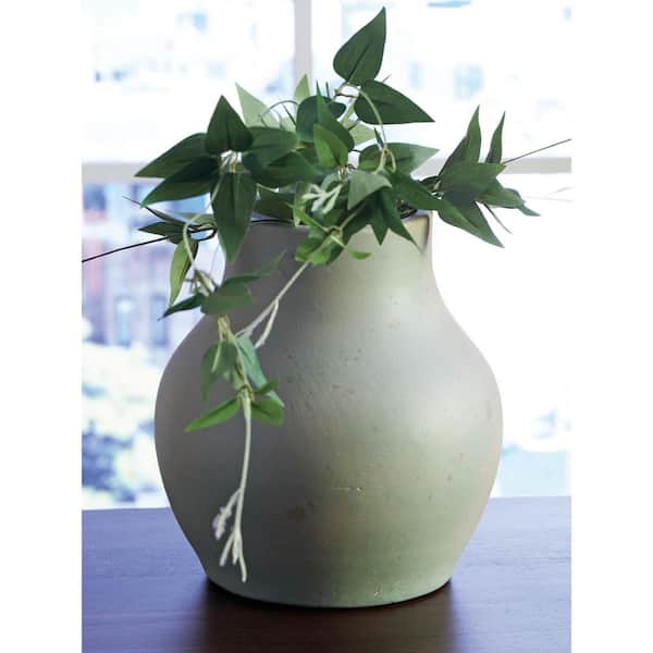 Baychester 10 in. Green Terra Cotta Urn  Decorative Vase