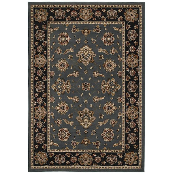 8 ft. Square Red, Black Oriental Washable Area Rug