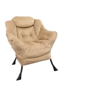 Beige Metal Outdoor Single Couch Sofa Chair with Beige Cushion
