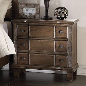 Baudouin 3-Drawer Weathered Oak Nightstand 26 in. x 27 in. x 18 in.