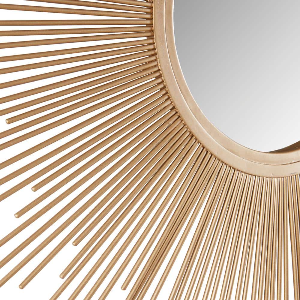 Gold Sunburst Round Wall Mount Decorative Mirror