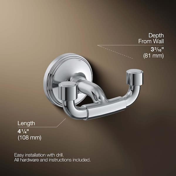 KOHLER Paces Wall Mounted J-Hook Robe Hook in Polished Chrome