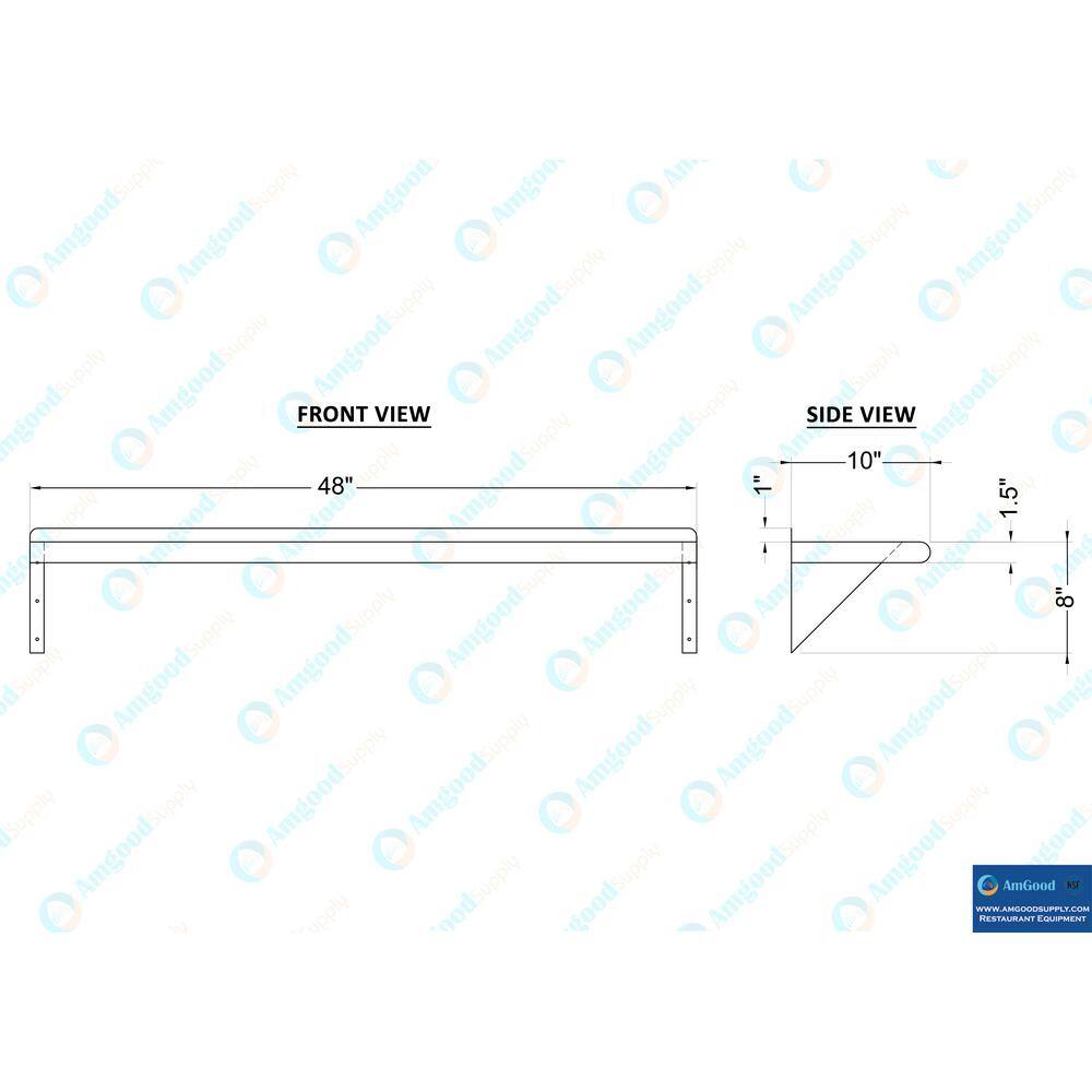 48" Stainless Steel Wall Shelf with Brackets