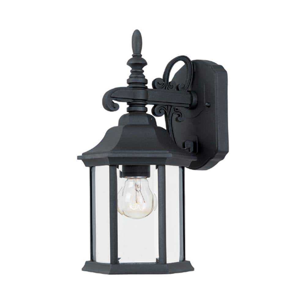 Black Cast Aluminum 14.25" Outdoor Wall Lantern with Clear Glass