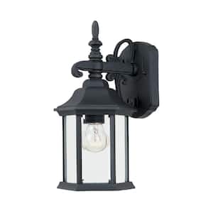 Erving 14.25 in. Black 1-Light Outdoor Line Voltage Wall Sconce with No Bulb Included