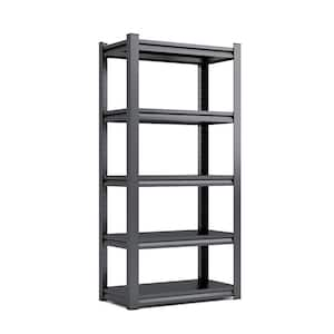 5-Tier Metal Heavy Duty Household shelving Unit in Black (31.5 in. W x 63 in. H x 15.7 in. D)