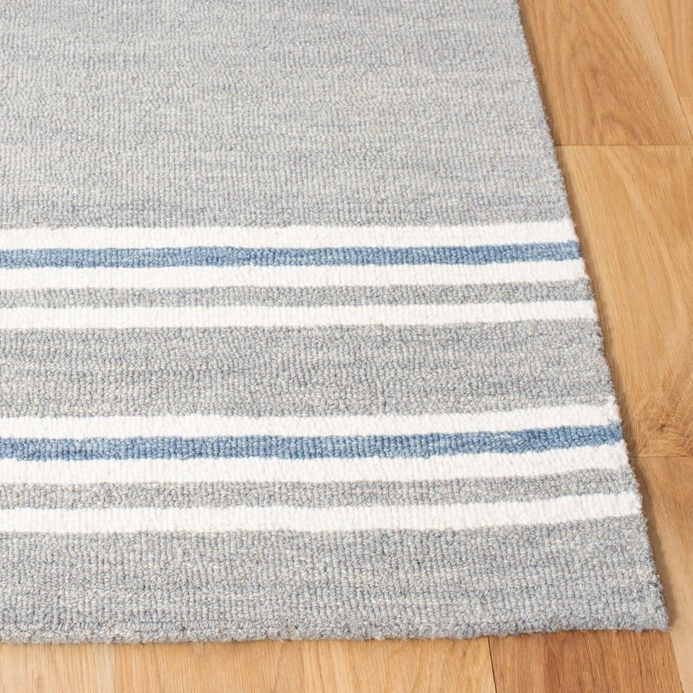 Gray and Blue Hand-Tufted Wool Rectangular Area Rug