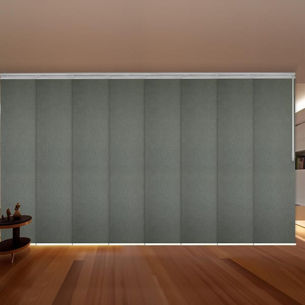 EMOH Nikolai 130 in. - 175 in. W x 94 in. L Adjustable 8- Panel White Double Rail Panel Track with 23.5 in. Slates
