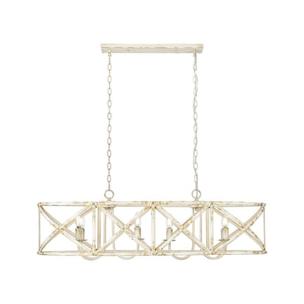 Alcott 480-Watt 8 Light Antique Ivory Linear Pendant Light with No Shade