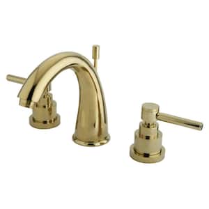 Elinvar 8 in. Widespread 2-Handle Bathroom Faucets with Brass Pop-Up in Polished Brass