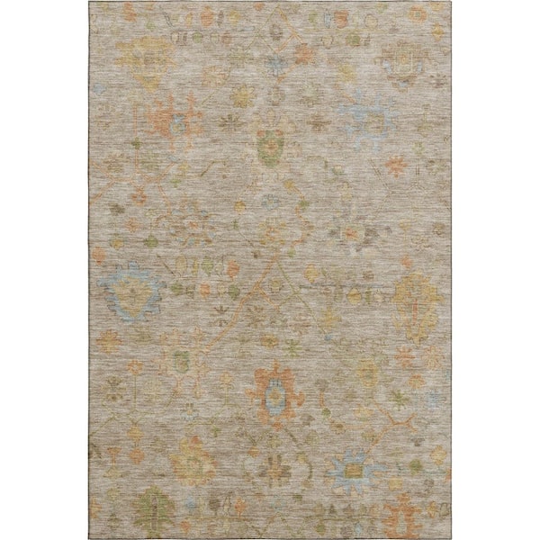 Mayfield Premium Machine Washable Abstract AMF1930 Beige 10 ft. x 14 ft. Area Rug