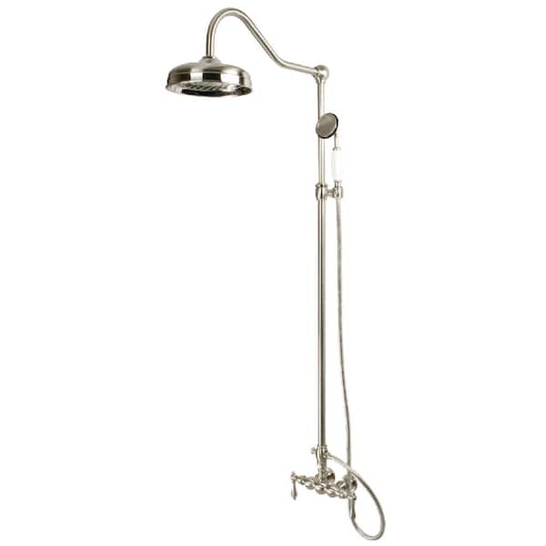 Kingston Brass 2-Handle 1-Spray Shower Claw Foot Tub Faucet with Handshower in Brushed Nickel (Valve Included)