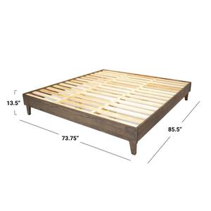Walnut California King Wooden Platform Bed Frame