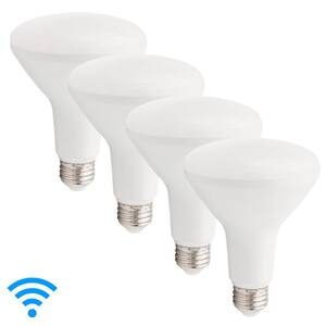 Luvoni 65-Watt Equivalent BR30 Dimmable Color Changing Smart Wi-Fi Light Bulb, No Hub Required (4-Pack)