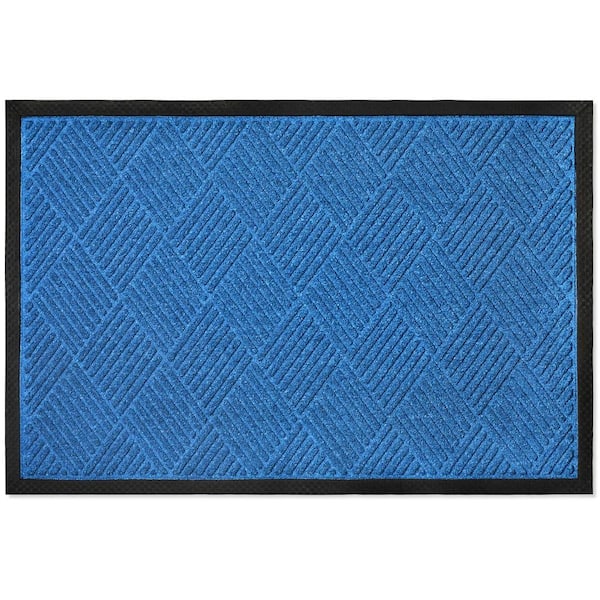 Envelor Indoor Outdoor Doormat Blue 24 in. x 36 in. Chevron Floor Mat
