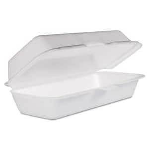 3.8 in. x 7.1 in. x 2.3 in. White Foam Hinged Lid Container Hot Dog Container (125-Bag 4-Bags/Carton)