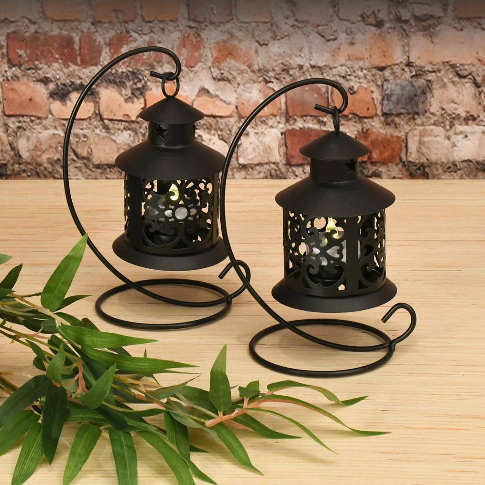 Bohemian Farmhouse Warm Black Metal Tabletop Lantern