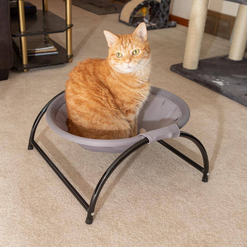 Small Gray Mesh Cat Hammock with Metal Frame