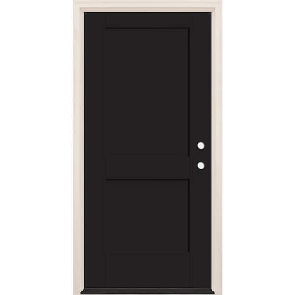 Builders Choice 32 in. x 80 in. 2-Panel Left-Hand Onyx Fiberglass Prehung Front Door w/4-9/16 in. Frame and Bronze Hinges