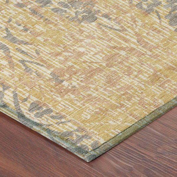 Chantille Machine Washable Indoor/Outdoor Abstract ACN2482 Gold 8 ft. x 10 ft. Area Rug