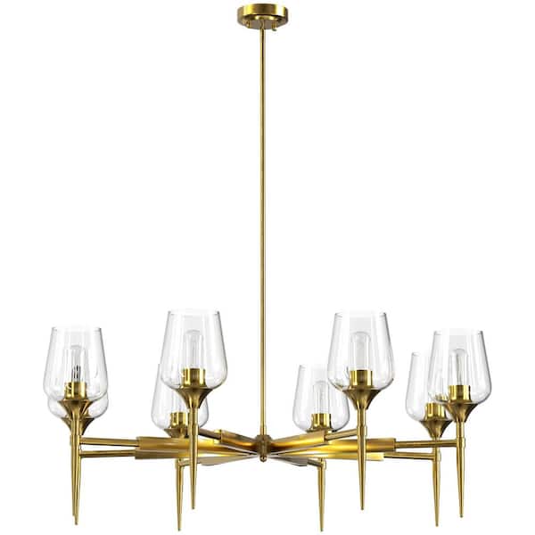 Merra 8 - Light Brass Dimmable Classic Traditional Chandelier for Dining Room with No Bulbs Included