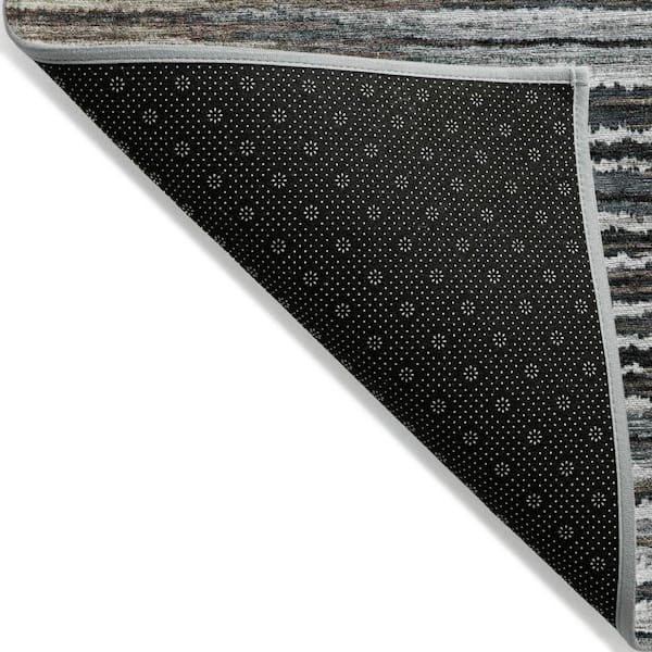 Brown, Taupe, Chocolate 8 ft. x 10 ft. Woven Striped Polyester Rectangle Indoor / Outdoor Area Rug