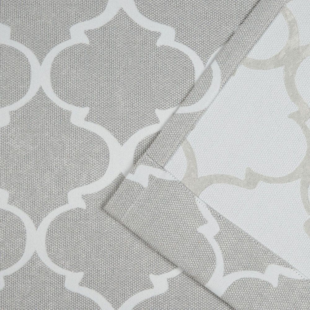 Dove Grey Polyester Blackout Trellis Curtain Panels, 52" x 84"