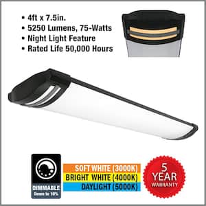 4 ft. Matte Black Woodgrain Gray End Caps 5250 Lumens Integrated LED Wraparound Light Adjustable CCT (8-Pack)
