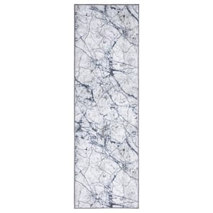 Eden Collection Marble Ivory 2 ft. x 7 ft. Machine Washable Abstract Indoor Area Rug