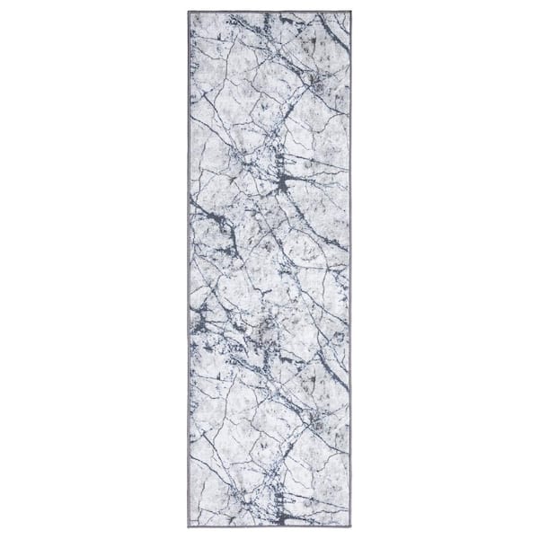 Concord Global Trading Eden Collection Marble Ivory 2 ft. x 7 ft. Machine Washable Abstract Indoor Area Rug