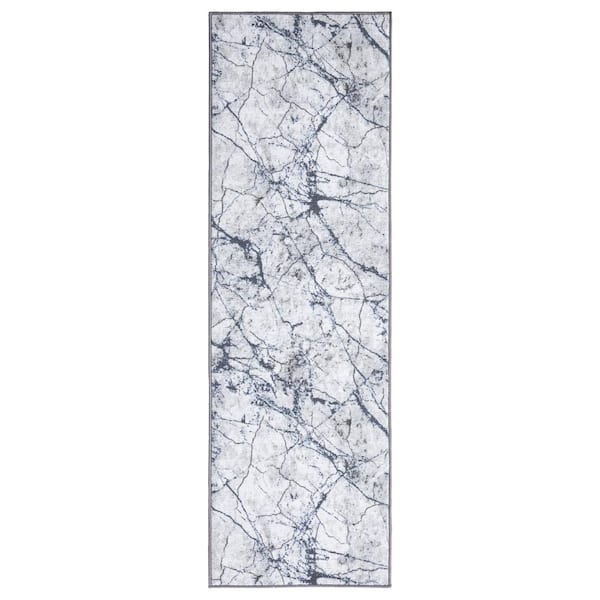 Concord Global Trading Eden Collection Marble Ivory 3 ft. x 9 ft. Machine Washable Abstract Indoor Area Rug