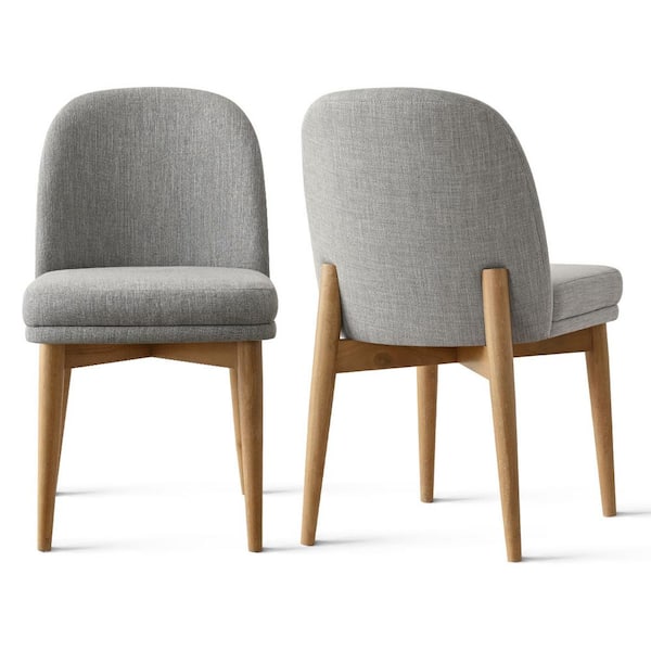 LAOTIES Grey Linen Upholstered Parson Chair(Set of 2)