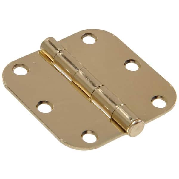 3-1/2 in. Brass Residential Door Hinge with 5/8 in. Round Corner Removable Pin Full Mortise (5-Pack)