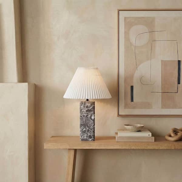 Mackenzie 25 in. Light Gray/White Table Lamp for Living Room