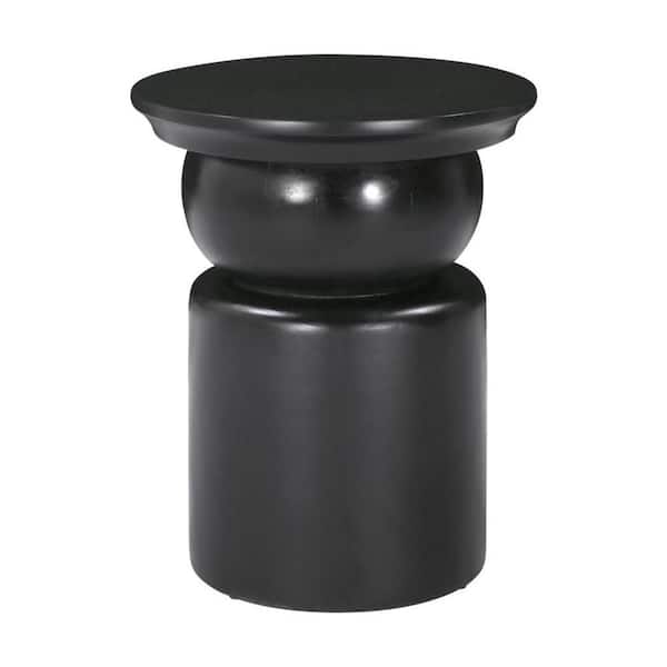 16.00 in. Black Round Solid Wood End Table