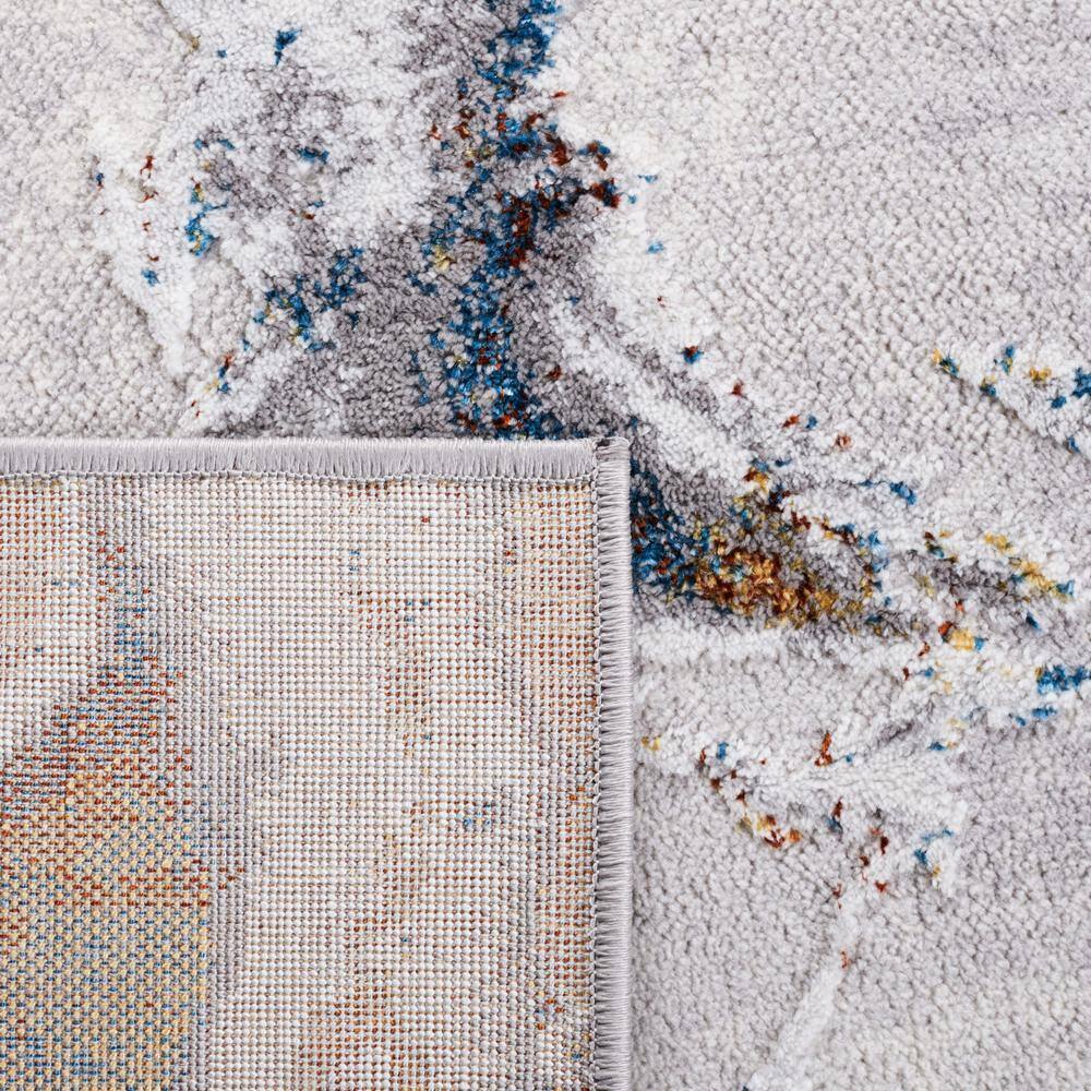 Grey and Blue Gold Abstract Hand-knotted Reversible Rug