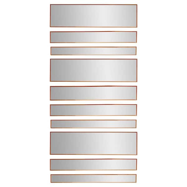 30 in. x 53.5 in. Modern Rectangle Metal Bronze Finish Framed 10 Piece Accent Variety Mirror Set