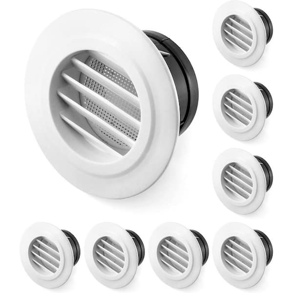 Air Vent ABS Louver Grille Cover 4-Round White with Fly Screen Mesh for Bathroom Office Home 8-Pack Plastic