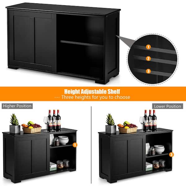 Modern Kitchen Sideboard, Stackable Storage Cabinet, Sliding Glass Door  Console, Cupboard Serving Buffet for Kitchen 