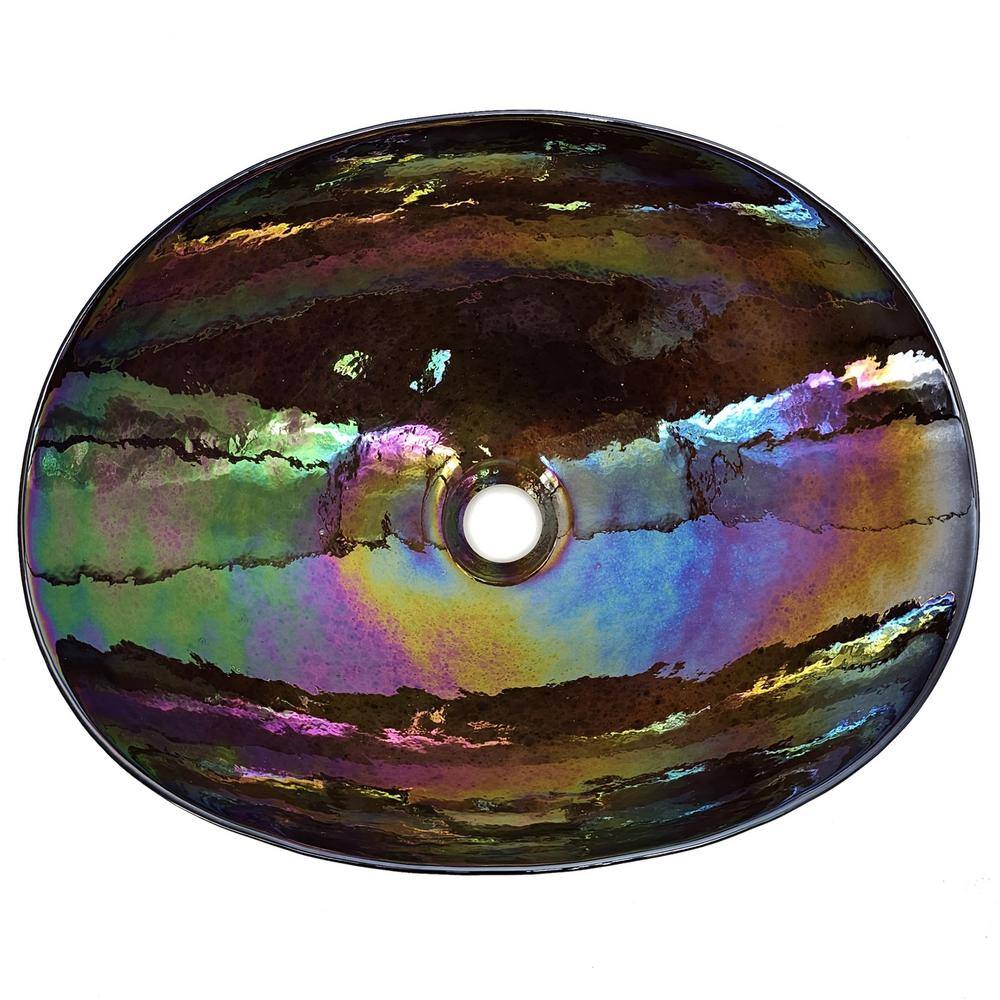 Chestnut Brown Murano Glass Oval Above-Counter Bathroom Sink