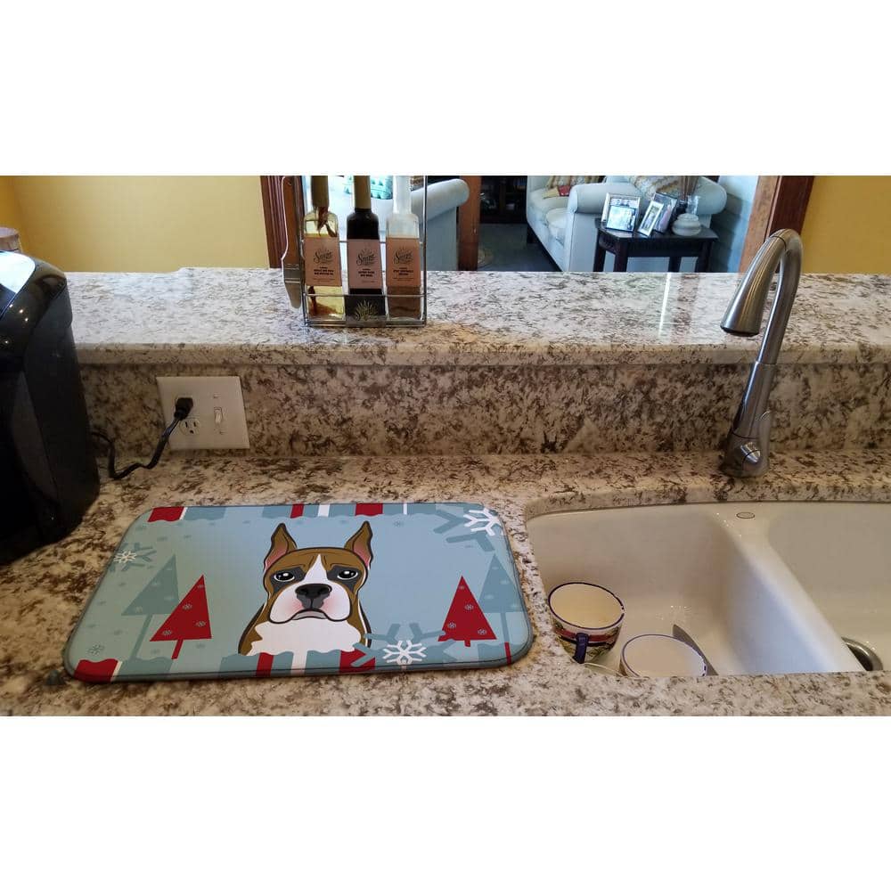 14 in. x 21 in. Multicolor Winter Holiday Boxer Dish Drying Mat price history on PriceWatchPro