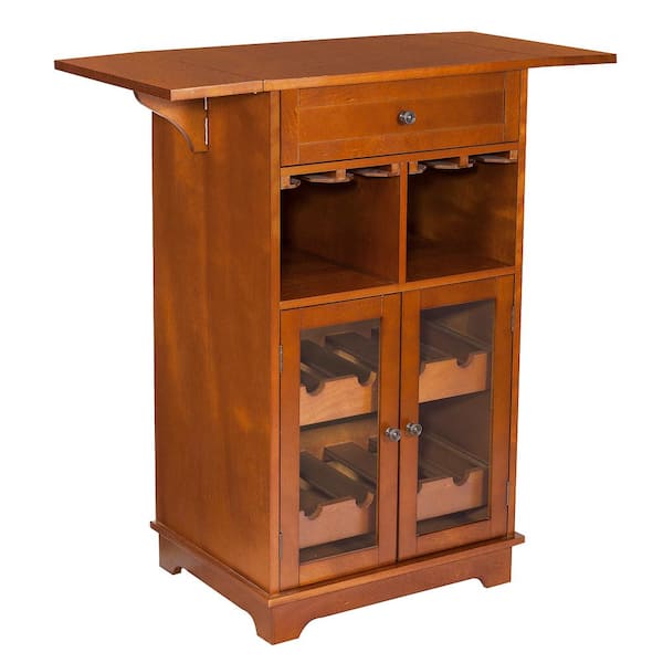 Teamson Home Parry 8-Bottle Walnut Bar Cabinet