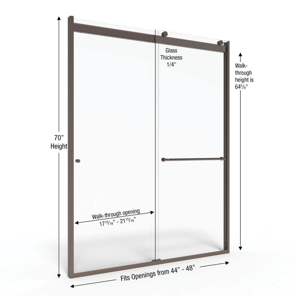 Rotolo 48" Oil Rubbed Bronze Semi-Frameless Sliding Shower Door